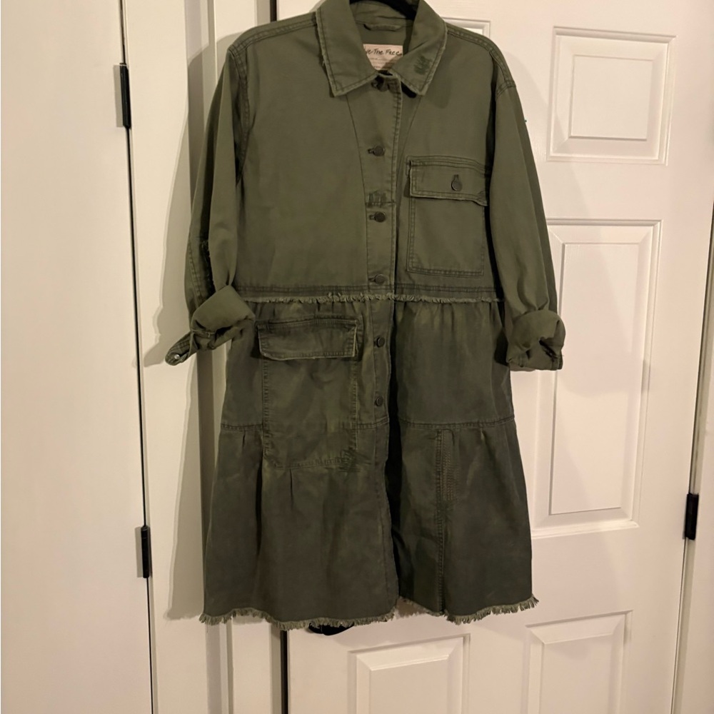 We The Free Olive Green Utility Trench Coat